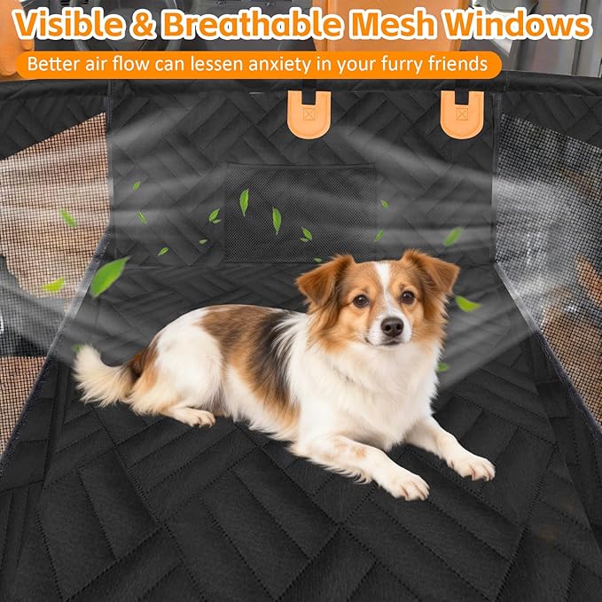 HNCPSY Large Dog Car Seat, Back Seat Extender for Dogs UP to 65LB, 1 Piece Hard Bottom Car Seat Cover for Dogs Waterproof Dog Seat Cover for Cars,SUV & Truck