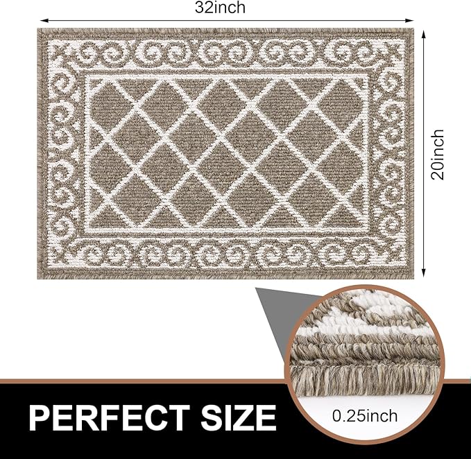 HEBE Indoor Door Mat 20''x32'' Non Slip Front Door Welcome Mats Washable Shoe Mats Dirt Trapper for Entryway Low Profile Kitchen Carpet for Entrance Hallways Entrance Mat for Dogs