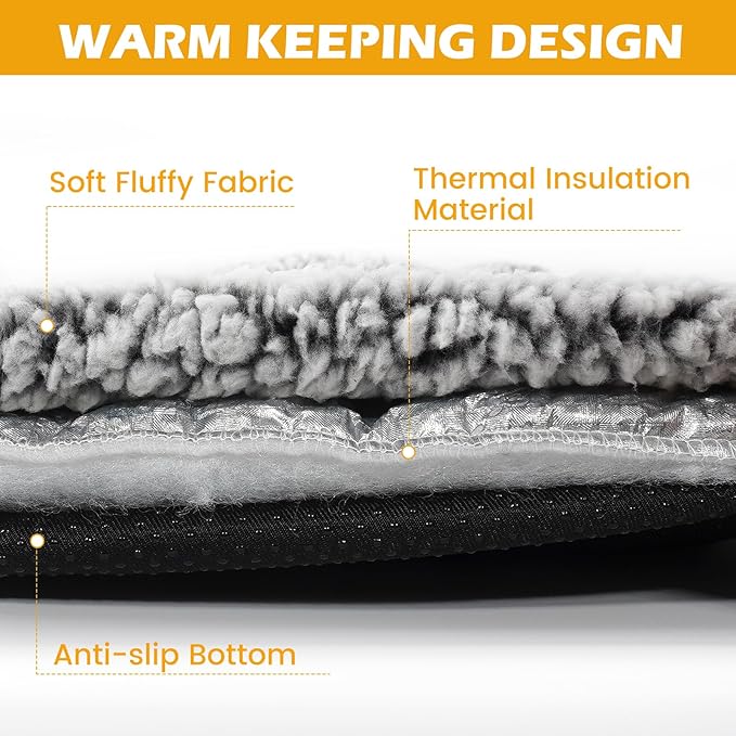 Buvlnee Self Warming Cat Bed Mat, Self Heating Mat for Dog, Extra Warm Thermal Pet Pad with Non-Slip Bottom, Removable Washable Cover for Indoor Outdoor Non Electric (Black, 18x24in)