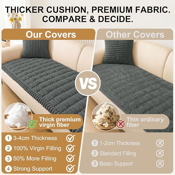 Smiry Couch Cover for Dogs, Non Slip Washable Sofa Protector for Pets, Soft Furniture Cover for Pet, Stylish Sofa Covers, Cozy Protect Against Fur, Dirt & Everyday Messes (Dark Grey, 43" x 82.7")
