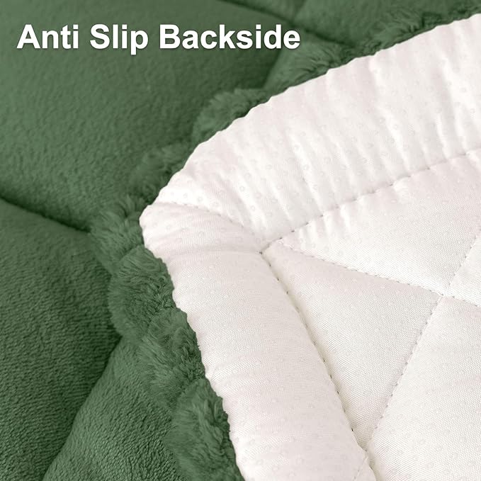Smiry Fuzzy Couch Cover for Dogs, Non Slip Washable Pet Sofa Cover, Scratch Proof Hair Resistant Plush Sofa Slipcover, Pet Friendly Couch Cushion Protector for Cat, Green, 27.6" x 47"