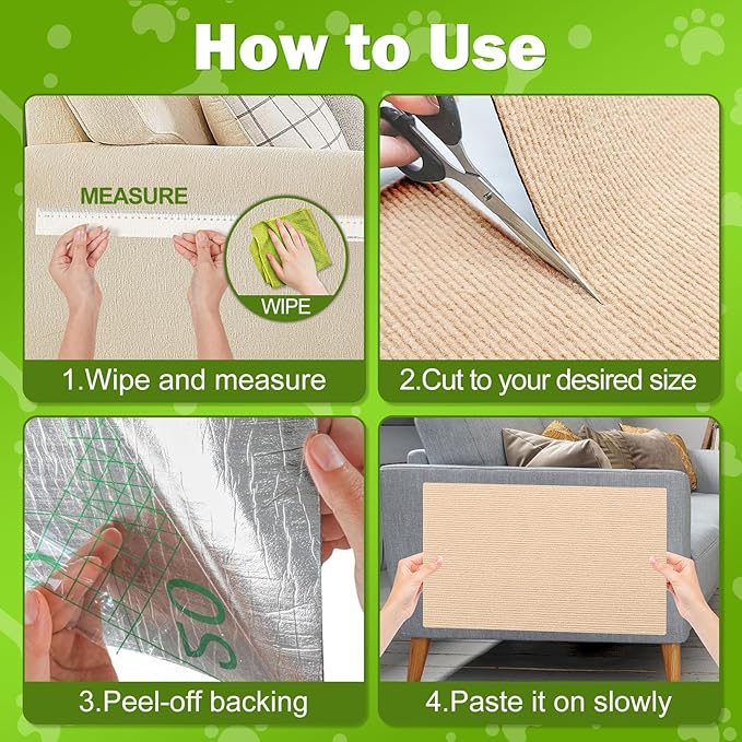 ENONCI Bed Cat Scratcher Pad,47.2"x15.8"Cat Scratching Mat,Self-Adhesive Trimmable Anti Scratch Bed Couch Wall Corner Furniture Protector from Cat Claws,Easy Use for Cat Carpet/Door/Post