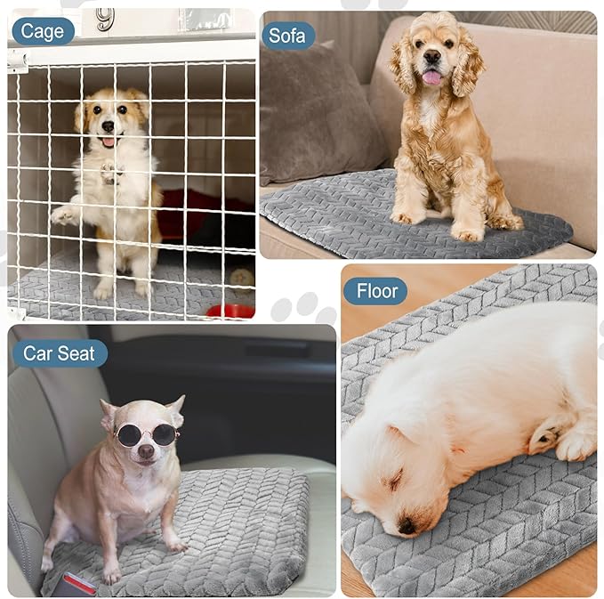 Drydiet 4 Pack Self Heating Cat Pad 16 x 20 Inch Self Warming Cat Bed Non Slip Warm Dog Pad Mat Washable Pet Kennel Crate Bed Mat for Indoor Outdoor Pets(Gray,16 x 20 Inch)
