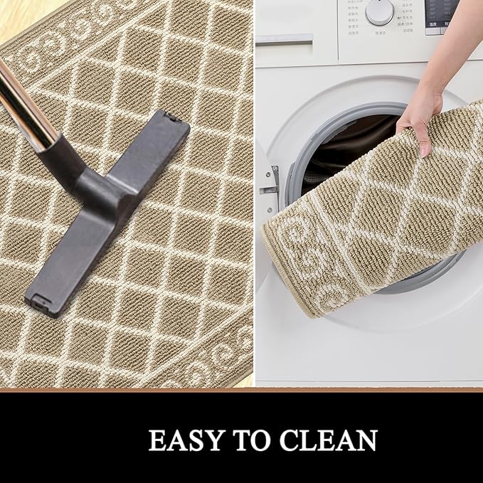 HEBE Indoor Door Mat 32"x48" Non Slip Front Door Welcome Mats Washable Shoe Mats Dirt Trapper for Entryway Low Profile Kitchen Carpet for Entrance Hallways Entrance Mat for Dogs