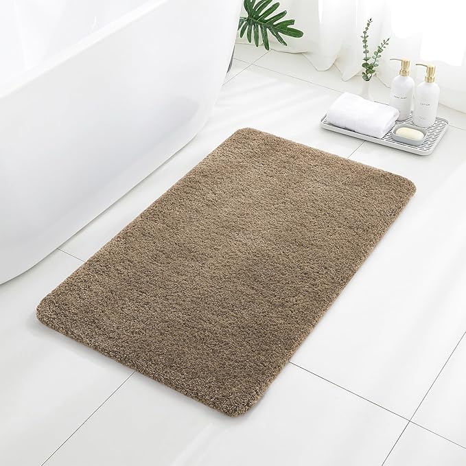Light Brown Bathroom Rugs 24"x40" – Large Plush Microfiber Bath Mat, Soft Non Slip Floor Mat, Absorbent and Washable Rug – Perfect for Bathroom or Bedroom Use