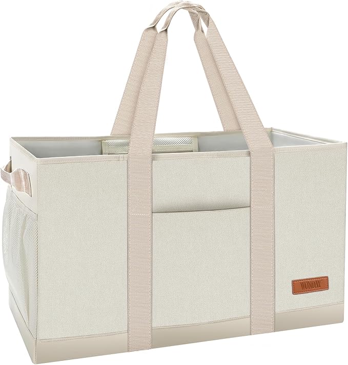 WONDAY Standing Extra Large Reusable Grocery Bag Carrier with Handle, Thirty One Utility Tote Foldable for Shopping and Beach