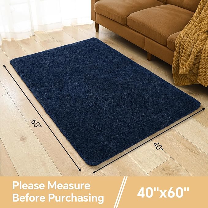 Navy Blue Bathroom Rugs 40"x60" – Oversized Plush Non-Slip Microfiber Bath Mat, Absorbent & Washable – Ideal for Large Bathrooms or Living Rooms