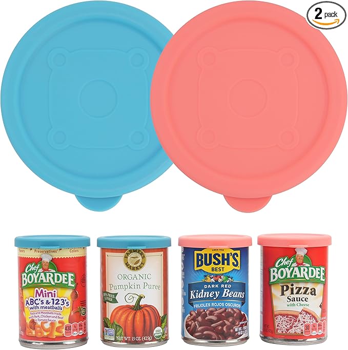 2PCs 3-inch/7.5cm Silicone Can Lids for Chef Boyardee | Van Camp's | Goya | Bush's Best | Farmer's Market Can, Can Cover for Canned Good, Fit Most Standard Size, Dishwasher Safe (Can NOT Included)