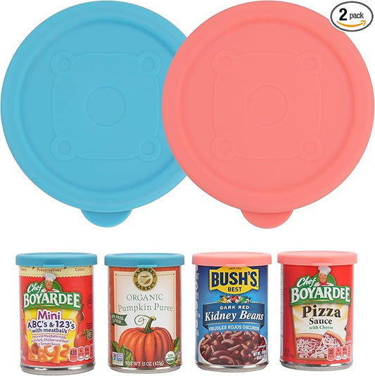 2PCs 3-inch/7.5cm Silicone Can Lids for Chef Boyardee | Van Camp's | Goya | Bush's Best | Farmer's Market Can, Can Cover for Canned Good, Fit Most Standard Size, Dishwasher Safe (Can NOT Included)