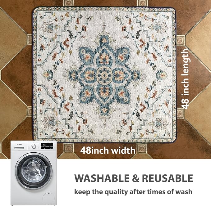 nunubaby Washable Pee Pads for Dogs, Stylish, Non-Slip and Leak-Proof Pee Pads. Reusable Potty Pads for Dogs for Crates and Floors.(Beige/Floral, 48" x48" )
