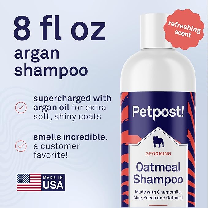 Petpost | Argan Shampoo for Dogs. Dog Shampoo with Argan Oil & Aloe. Moisturizes Dry Skin, Softens Coat, Restores Shine. 8 oz