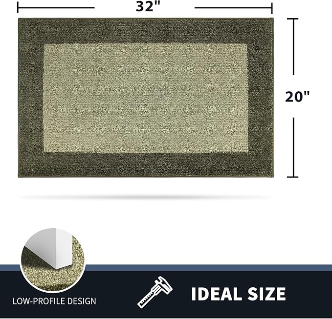 PURRUGS Dirt Trapping Door Mat 20" x 32", Non-Slip Machine Washable Entry Rug, Entrance Mat, Indoor Front Door Mat, Super Absorbent Entryway Rug for Muddy Shoes & Paws, Budding Green & Sage Green