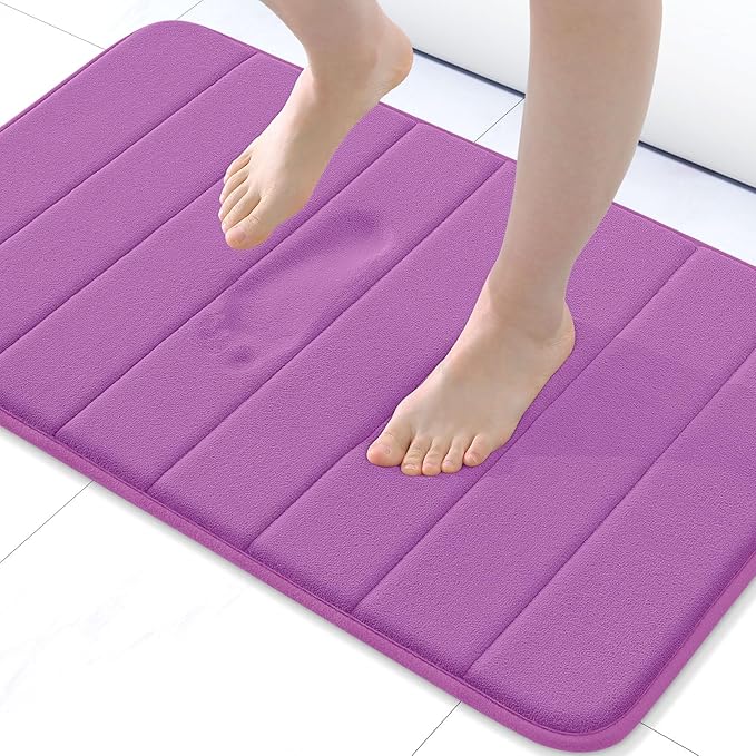 Buganda Memory Foam Bath Mat, 30" x 20", Ultra Soft and Non-Slip Bathroom Rugs, Water Absorbent and Machine Washable Bath Rug for Bathroom, Shower, and Tub, Violet