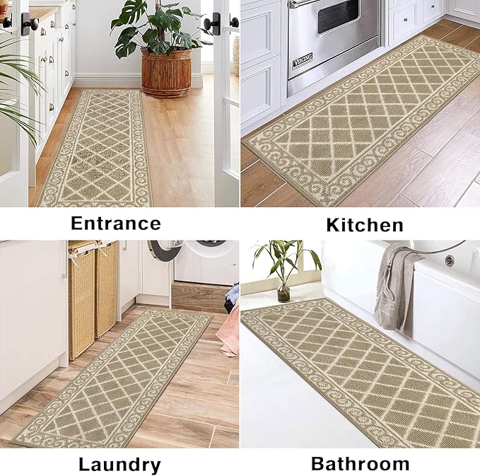 HEBE Washable Runner Rug 20"x59" Indoor Door Mat Runners,Non Slip Dirt Trapping Rug Runner Floor Mats Carpet Runners for Entryway Hallway Kitchen Garage Laundry Room