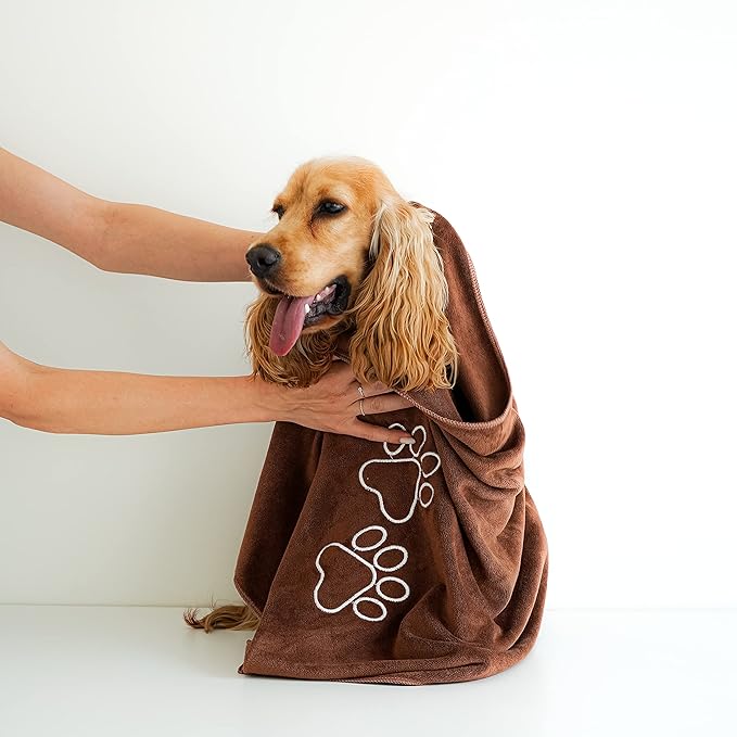 Unconditional Love | Premium Pet Drying Towel | Ultra Absorbent and Soft Microfiber Towel for Dogs and Cats (Brown) XL
