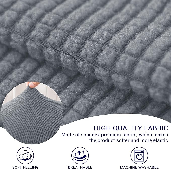 SUBRTEX Stretch Couch Arm Covers Set of 2, Checkered Sofa Arm Slipcovers, Anti-Slip Armrest Covers for Recliner and Armchairs, Pet Proof, High Stretchy, Hook & Loop Tape, Light Gray