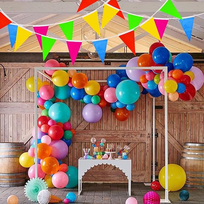 BEISHIDA 200ft 120pcs Colorful Pennant Banner Flags,Reusable Multicolor Bunting String Triangle Flags,Kids Birthday, Garland for Grand Opening,New Year Celebration Supplies,Indoor and Outdoor Events