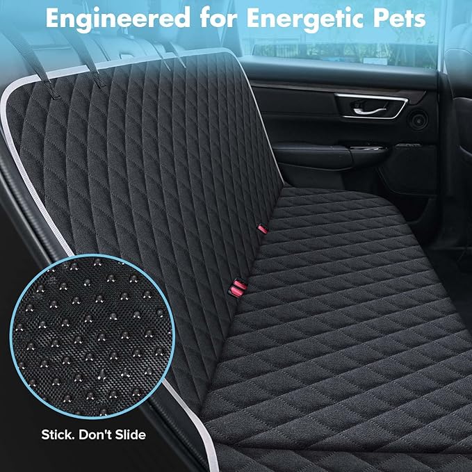 Meolsaek Car Seat Cover for Dogs, Non-Slip Dog Hammock for Car Back Seat, with Mesh Window Scratch Proof Nonslip Back Seat Protector for Trucks SUVs Most Cars (Black with Mesh)