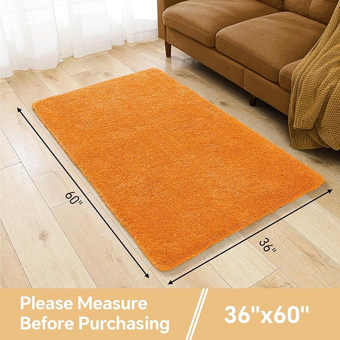 Orange Bathroom Rugs 36"x60" - Extra Large Microfiber Bath Mat, Non Slip Absorbent and Washable Bathroom Rug, Plush Fluffy Floor Mat - Ideal for Spacious Bathrooms or Bedrooms