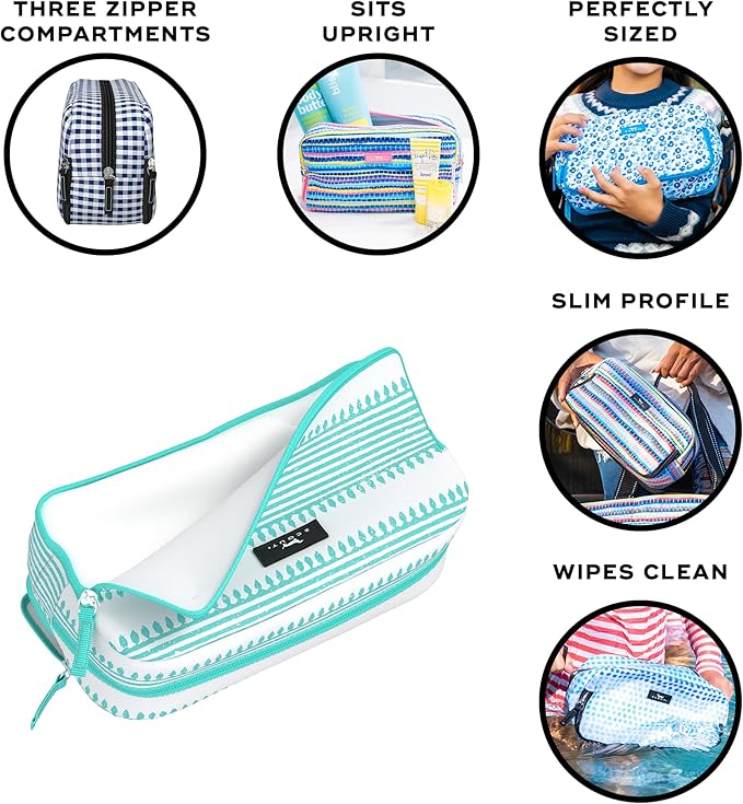 SCOUT 3-Way Bag - Travel Makeup Pouch and Toiletry Bag for Women with Three Zipper Compartments - Stands Upright, Wipes Clean
