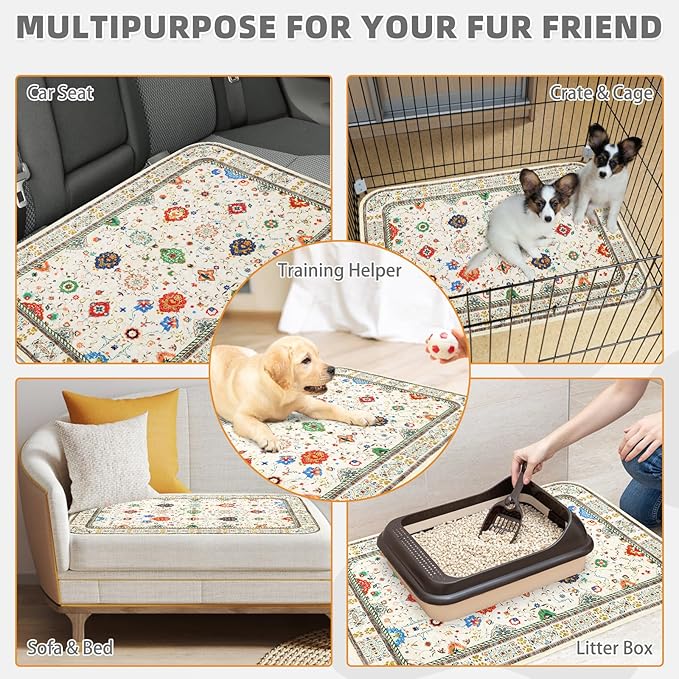 KOOLTAIL Washable Pee Pads for Dogs,2 Pack Super Absorbent Reusable Puppy Training Pads Waterproof, Nonslip and Leak-Proof Dog Pee Pads, Large Pet Mats Whelping Pads for Floor, Crate, Couch 24*36"