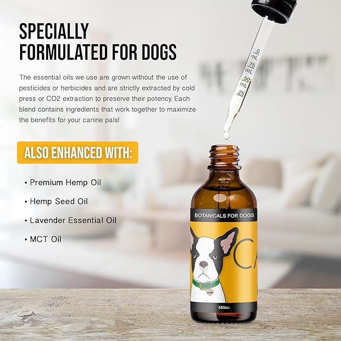 Calm - Pet Hemp Oil for Dogs - Pet Stress Relief & Relaxation - Fireworks, Thunder, Travel, & Separation Support - Natural Dog Calming Drops