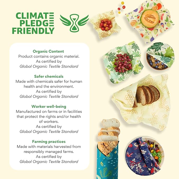 Bee's Wrap Beeswax Wraps for Food - Bread Wrap - Made in USA Reusable Bread Storage Bags - Organic & Eco-Friendly Alternative to Aluminum Foil, Sourdough Bags & Plastic Wrap, Botanical