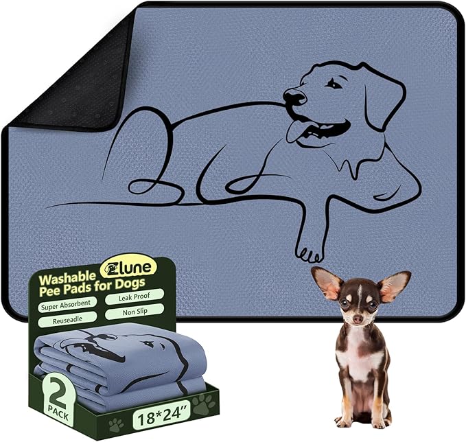 2 Pack Washable Pee Pads for Dogs 18"x24", Reusable Training Puppypads Absorbency Non-Slip & Leak-Proof for Pet Whelping Box Playpen Crate Sofa Bed Floors (Gray)