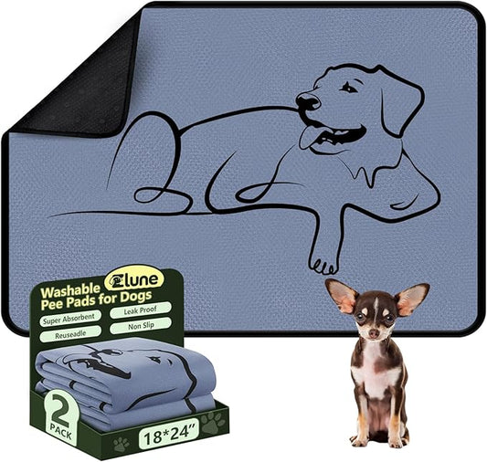 2 Pack Washable Pee Pads for Dogs 18"x24", Reusable Training Puppypads Absorbency Non-Slip & Leak-Proof for Pet Whelping Box Playpen Crate Sofa Bed Floors (Gray)