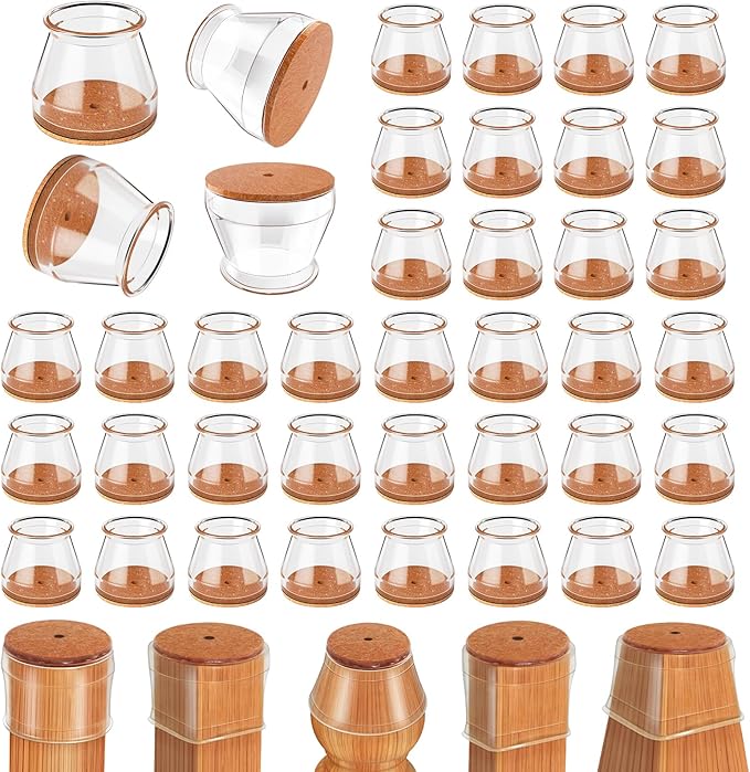 Ansible 36 Pack Chair Leg Floor Protectors for Hardwood Floors, Silicone Felt Covers Pads Caps, Protect Wood Furniture Feet Floors Noise Reduce and Scratch (Universal Small & Clear)