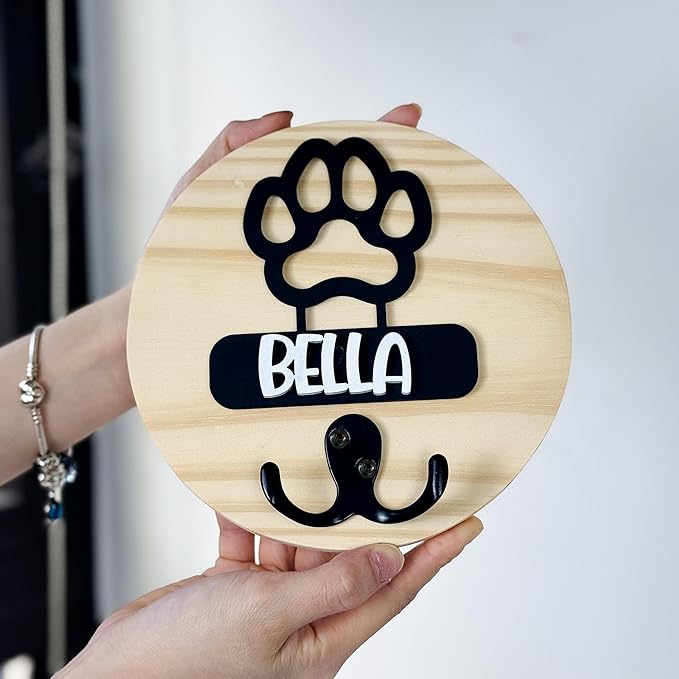 VINARTSVN Dog Leash Holder Wall Mount, Personalized Pet Harness Hanger Paw Print Hook, Hook for Dog, Cat, Key Rack Wall Organizer, Cat Collar Organizer for Entryway, Memorial Gifts for Pet Lover