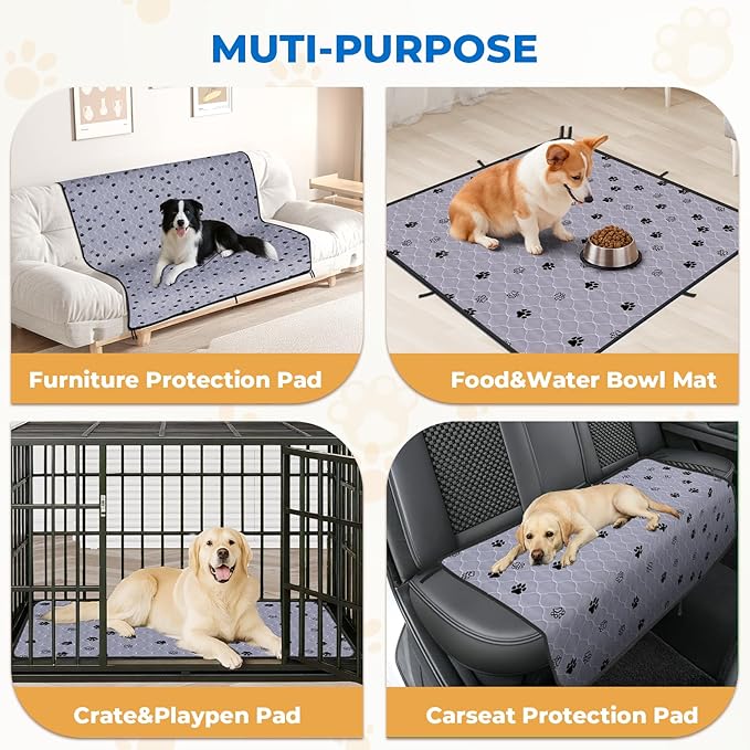 Fostanfly Washable Pee Pads for Dogs, 2 Pack Large 36"x41" Ultra-Absorbent and Leak-Proof Non-Slip Reusable Potty Training Pads for Dogs, Cats, Puppy, Potty Training of Add 8 Lanyards
