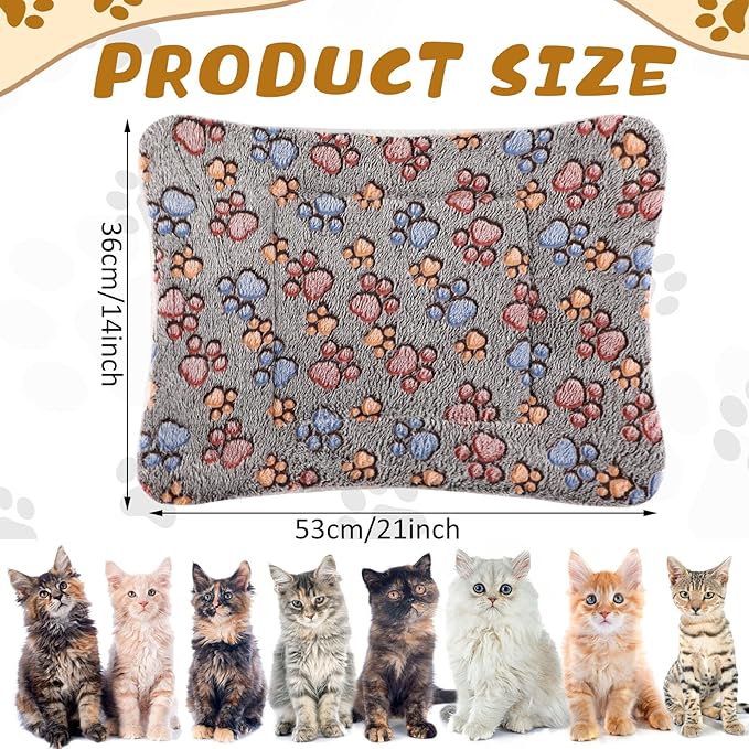 Tuanse 4 Pack Ultra Soft Dog Cat Bed Mat with Cute Prints Reversible Fleece Dog Crate Kennel Pad Cozy Washable Thickened Hamster Guinea Pig Pet Bed Mat for Small Animals(21 x 14 Inches,Gray)