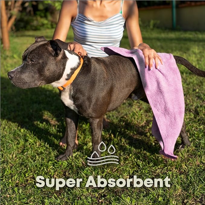 Extra Large Dog Towel Soft Absorbent Bath Pet Towels for Drying Dogs, Elastic Terry Microfiber Soft Towel, Machine Washable, Quick Dry, Multipurpose (L, XL, 2XL) (Blue, L)