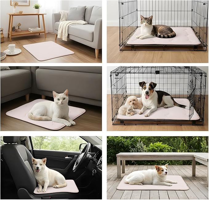 Cooling Pet Mat – 41x28.5 Dog or Cat Cool & Comfy, Soft Breathable Self-Cooling Pad, Pet-Safe, Durable, Perfect for Hot Weather, Naps, Crates, Cars, Couch, Washable, Take Anywhere, Pink