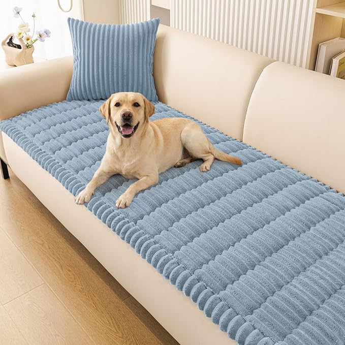 Smiry Couch Cover for Dogs, Non Slip Washable Sofa Protector for Pets, Soft Furniture Cover for Pet, Stylish Sofa Covers, Cozy Protect Against Fur, Dirt & Everyday Messes (Haze Blue, 27.6" x 82.7")