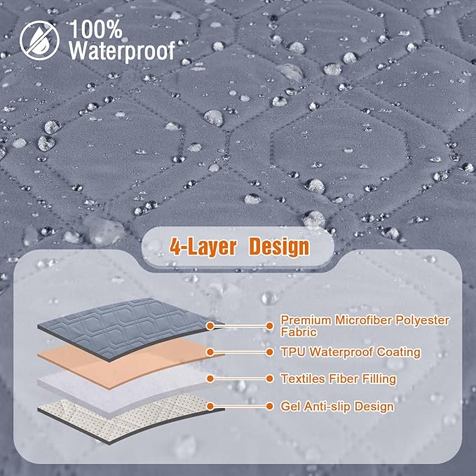 VANSOFY 100% Waterproof Recliner Chair Covers, Recliner Cover Non-Slip Dog Chair Cover Furniture Protector Washable Slipcover with Pocket, Elastic Straps for Pets, Dogs(Slate Gray, 28")