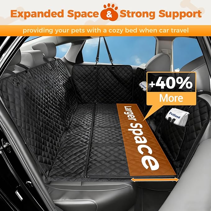 KingCamp Dog Car Seat Cover for Back Seat, Waterproof Scratch Proof Dog Hammock with Hard Bottom 600D Heavy Duty Nonslip Durable Seat Protector with Mesh Visual Window for Cars, SUVs & Trucks