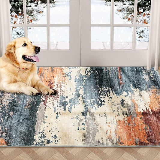 COMSLE Door Mat Soft Absorbent Indoor Front Entryway Rug Machine Washable Entrance Mats for Muddy Paws Non Slip Throw Rugs 32" x 48" Doormat for Inside Foyer Bedroom - Yellow