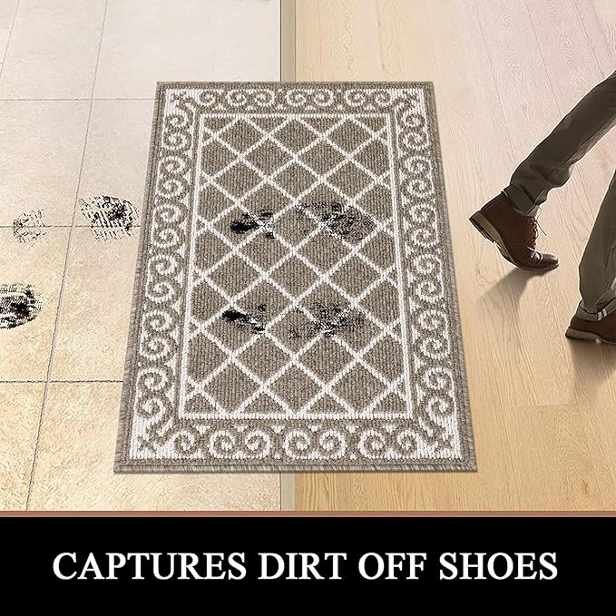 HEBE Indoor Door Mat 24''x36'' Non Slip Front Door Welcome Mats Washable Shoe Mats Dirt Trapper for Entryway Low Profile Kitchen Carpet for Entrance Hallways Entrance Mat for Dogs