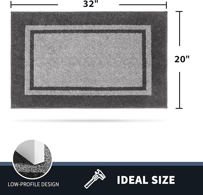 PURRUGS Dirt Trapping Door Mat 20" x 32", Non-Slip Machine Washable Entryway Rug, Entrance Mat, Indoor Front Door Mat, Super Absorbent Entry Rug for Muddy Shoes & Paws, Light Grey & Dark Grey