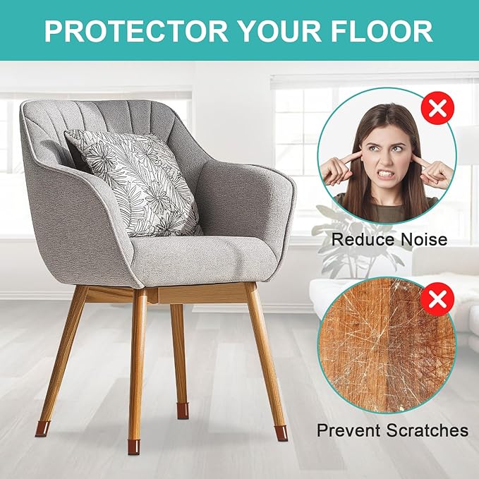 48Pcs Small Silicone Chair Leg Floor Protectors,Floor Protectors for Chairs,Chair Leg Protectors for Hardwood Floors,Chair Leg Caps Chair Leg Covers for Wooden Floors (Brown)