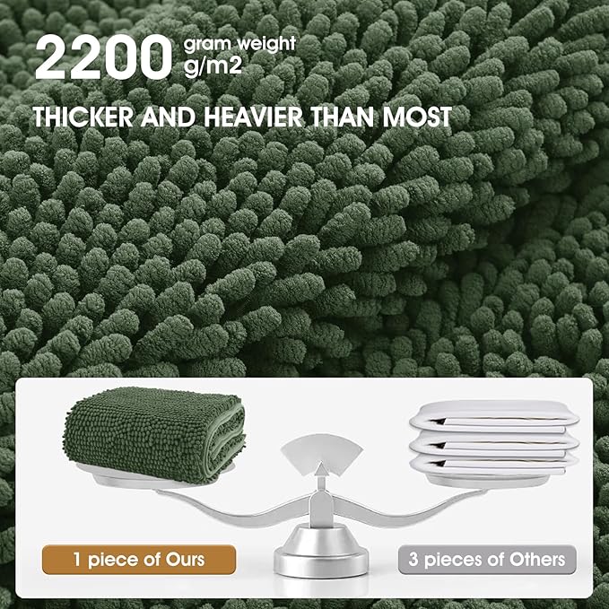 IM HOME Chenille Absorbent Outdoor Doormat 48" x 30", Washable Muddy Door Mats for Dog Non Slip Indoor Doormat Dog Mat for Muddy Paw Front Inside Doormats for Entryway Olive