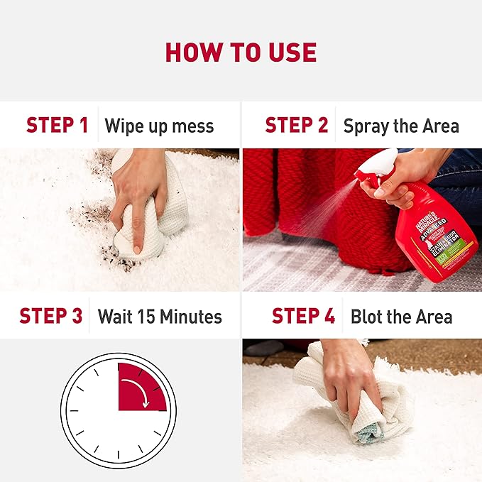 Nature's Miracle Advanced Cat Stain and Odor Eliminator Spray, Severe Mess Enzymatic Formula, Sunny Lemon Scent, 32 fl oz