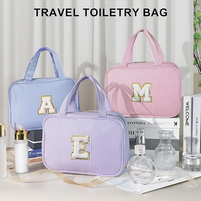 TOPEAST Christmas Gifts for Women Teen Girls Kids - Travel Hanging Toiletry Bag, Personalized Initial Toiletry Pouch, Birthday Gifts for Women Mom Daughter Sister Friends, Cruise Essentials, Pink L