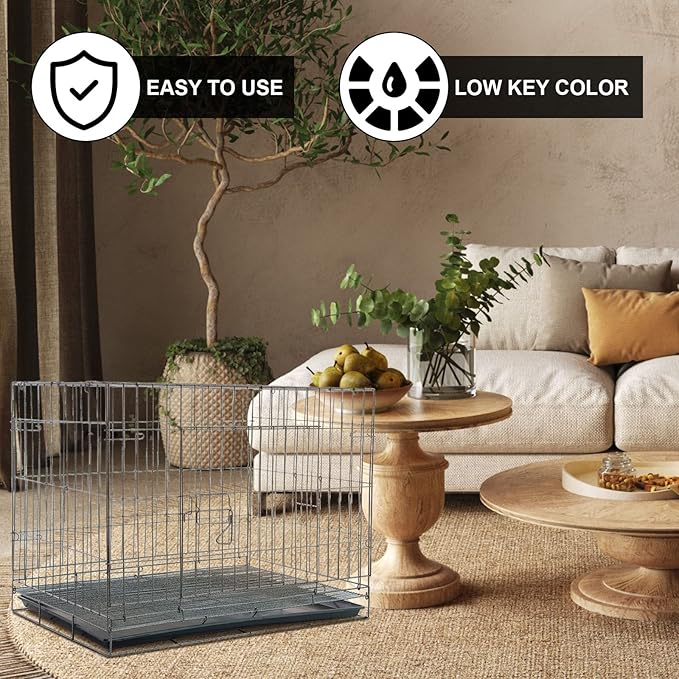 2 Pcs Replacement Dog Crate Pan Tray Kennel Bottom Tray Replacement Plastic Bottom Pan for Dog Crate, Black(42")