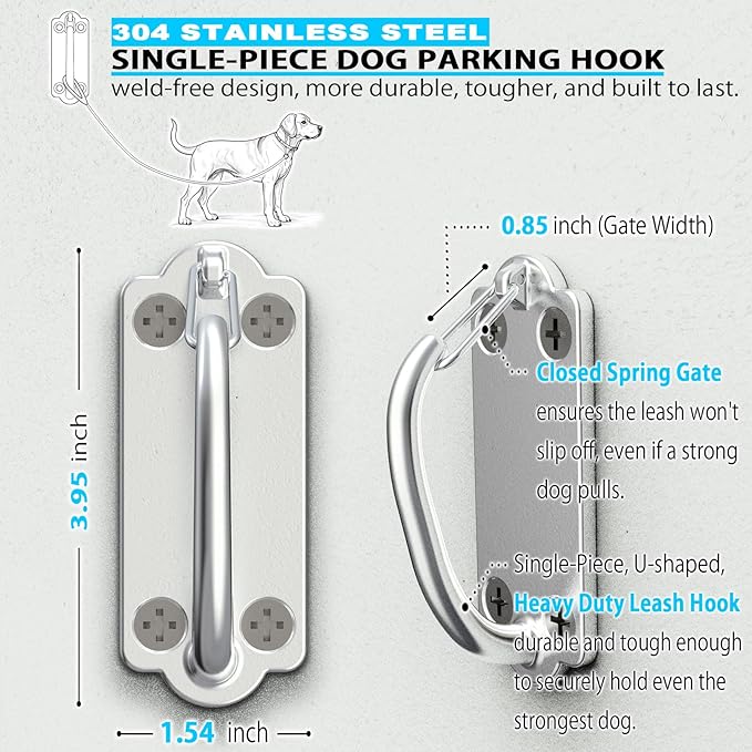 X-TECOKIT Heavy Duty Stainless Steel Dog Leash Wall Hook,Ultra-Secure Tie Out Anchor for Yard&Home,Anti-Escape Dog Chain Parking Hook,Rust-Proof&Easy to Install
