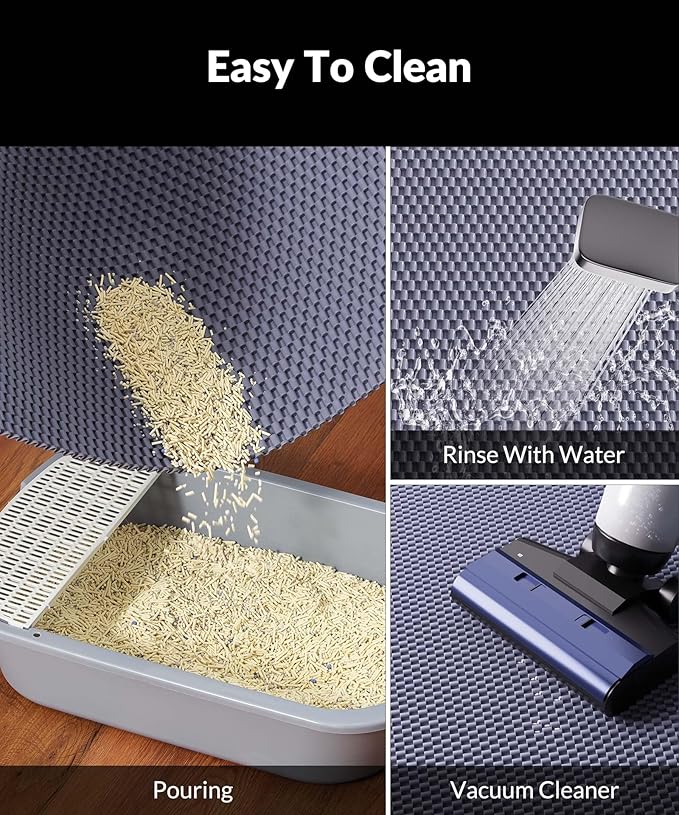 Cooyes Cat Litter Mat - Cut to Fit Any Place, 47"x35" Extra Large Litter Trapping Mat for Litter Box, Easy to Clean, Waterproof & Non-Slip Kitty Pad, Scatter Control to Protect The Floor (Grey)