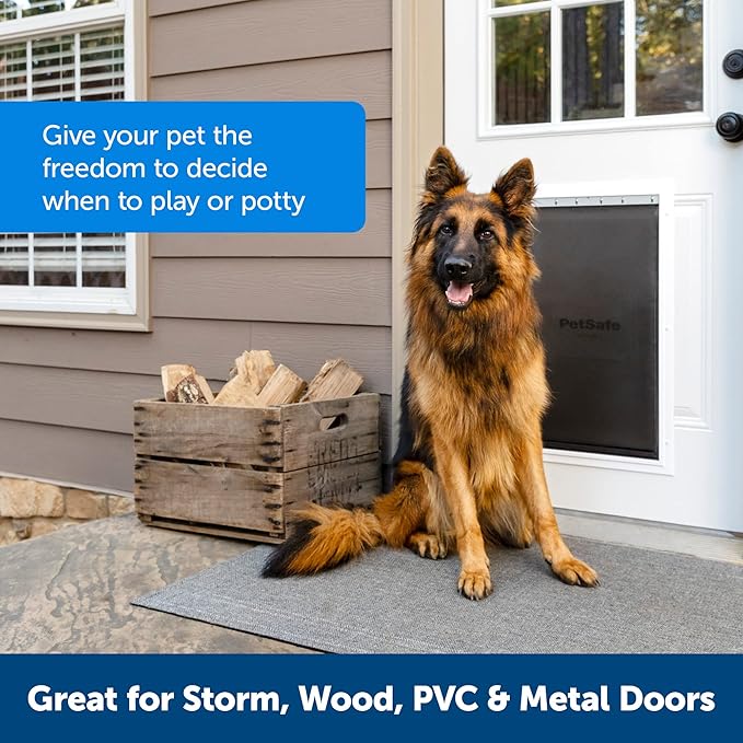 PetSafe Extreme Weather Aluminum Pet Door - Energy-Saving Thermal Barrier Pet Flap with Slide-in Door Locking & Secure Flap Cover - for Dogs Up to 100 lb - Extra Large