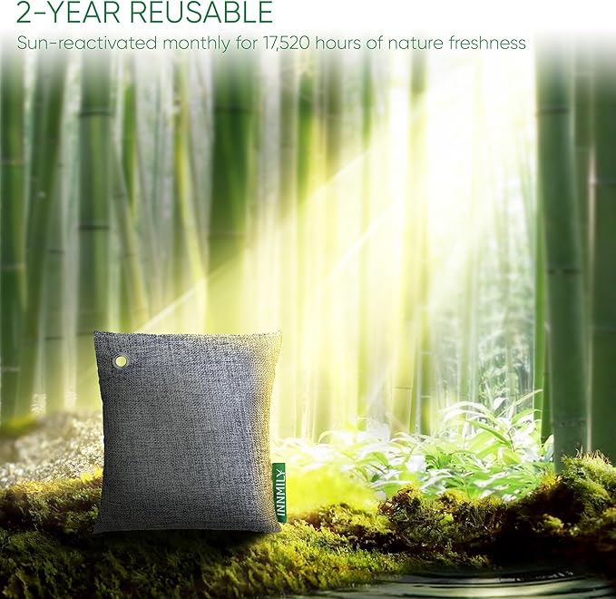 Activated Charcoal Odor Absorber, Large 500g w Hooks Nature Odor Remover for Strong Odor, Bamboo Charcoal Air Purifying Bags, Odor Eliminator for Home Car Closet Pet, Smoke Deodorizer